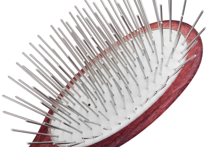 Maxi Pin Small Oval Grooming Brush – Long 35mm Metal Pins, Gentle Detangling Tool