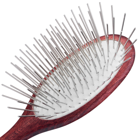 Maxi Pin Small Oval Grooming Brush – Long 35mm Metal Pins, Gentle Detangling Tool