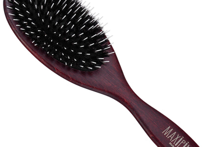 Maxi Pin Large Oval Grooming Brush – Natural Bristles and Nylon, Gentle Detangling