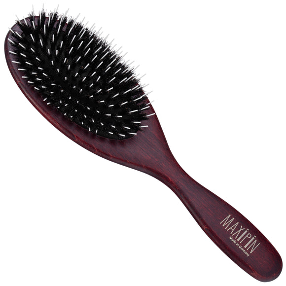 Maxi Pin Large Oval Grooming Brush – Natural Bristles and Nylon, Gentle Detangling