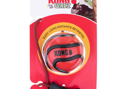 KONG Wavz Bunji Ball Medium 6cm – Floating Dog Ball with Elastic Rope, Durable Red Design