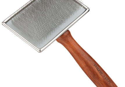 Show Tech Slicker Brush Rosewood L – Large Ergonomic Grooming Brush with Rosewood Handle