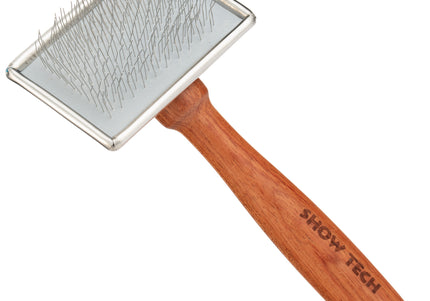 Show Tech Slicker Brush Rosewood XS – Mini Detangling Brush with Gentle Pins and Wooden Handle