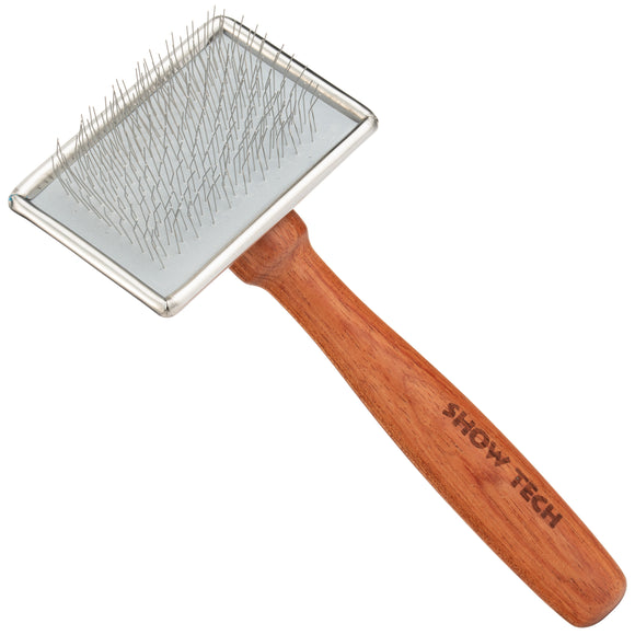 Show Tech Slicker Brush Rosewood XS – Mini Detangling Brush with Gentle Pins and Wooden Handle