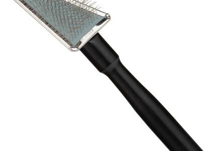 Yento Show Coat Slicker Brush 19.5cm – Triangular Head, Long Handle, Soft Pins
