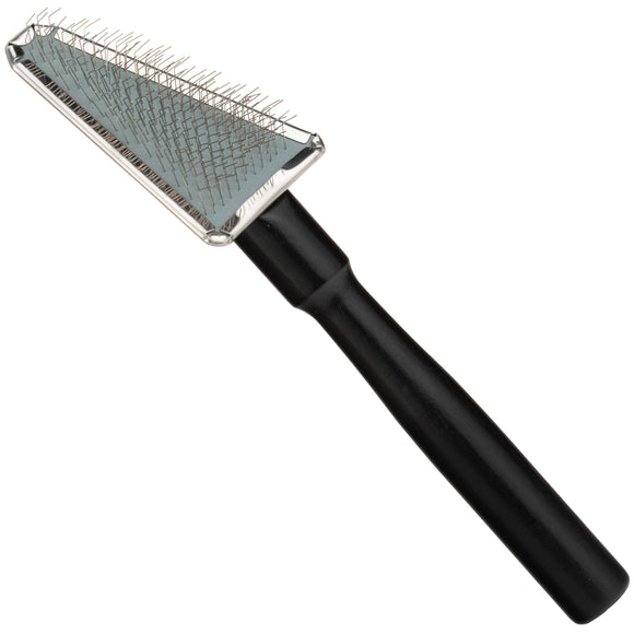 Yento Show Coat Slicker Brush 19.5cm – Triangular Head, Long Handle, Soft Pins