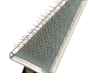 Yento Show Coat Slicker Brush 19.5cm – Triangular Head, Long Handle, Soft Pins