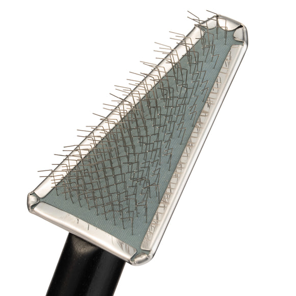 Yento Show Coat Slicker Brush 19.5cm – Triangular Head, Long Handle, Soft Pins