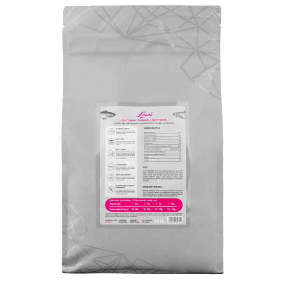 Lovi Food Salmon with Trout – Grain-Free Small Breed Kibble, Sweet Potato and Asparagus, 1.5kg