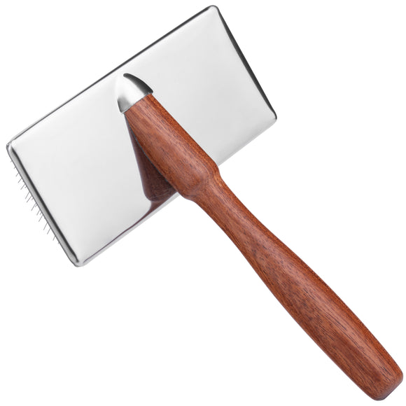 Show Tech Slicker Brush Rosewood M – Medium Poodle Brush with Ergonomic Wooden Handle