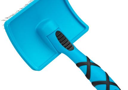 Groom Professional Slicker Brush Large – Firm Profiled Poodle Design with Long Hard Pins