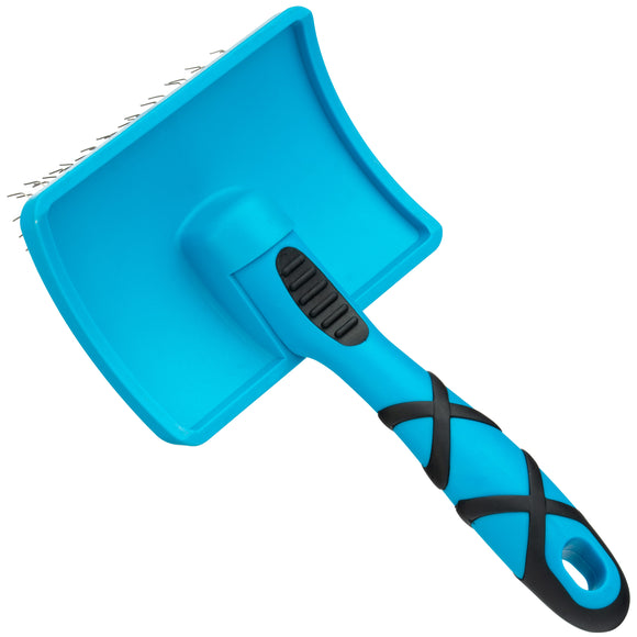 Groom Professional Slicker Brush Large – Firm Profiled Poodle Design with Long Hard Pins