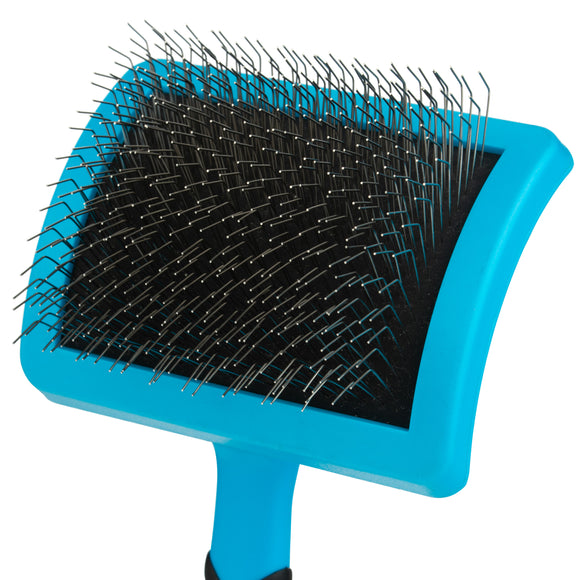 Groom Professional Slicker Brush Large – Firm Profiled Poodle Design with Long Hard Pins