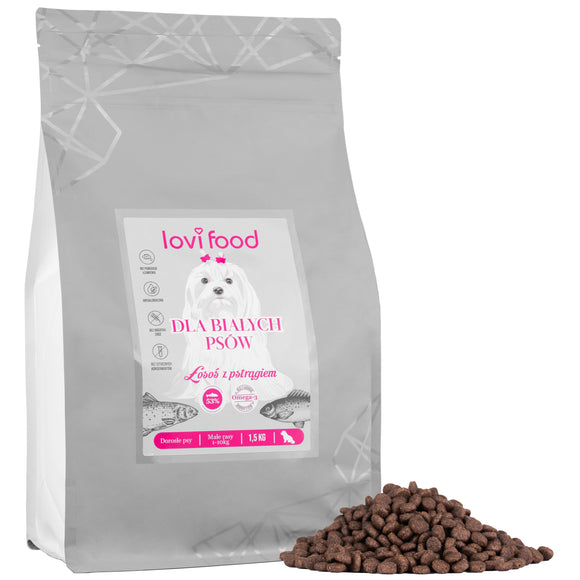 Lovi Food Salmon with Trout – Grain-Free Small Breed Kibble, Sweet Potato and Asparagus, 1.5kg