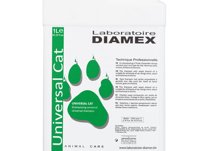 Diamex Universal Cat Shampoo – Sweet Almond Oil, Concentrated Formula 1:8, 1L Bottle