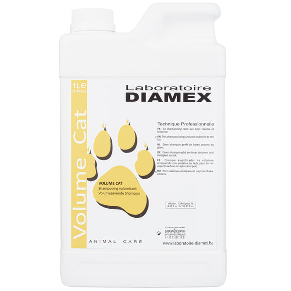 Diamex Volume Cat Shampoo – Lightweight Volumizing Formula, 1L Bottle for Enhanced Coat Fullness
