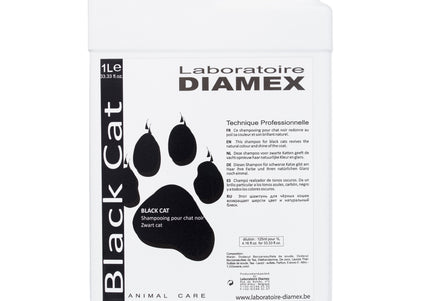 Diamex Black Cat Shampoo – Concentrated Formula for Dark Fur, 1L Bottle, Enhances Shine
