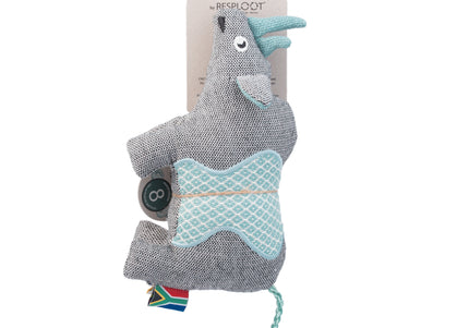 Resploot Cuddlers Black Rhino Dog Toy – Recycled Material, Squeaker, Eco-Friendly Design