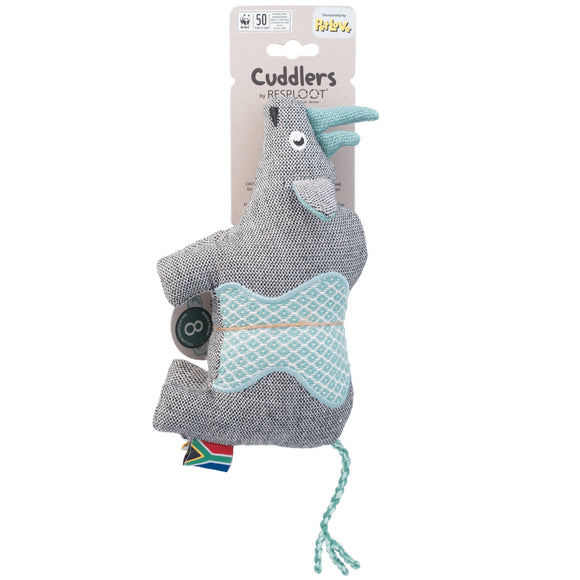 Resploot Cuddlers Black Rhino Dog Toy – Recycled Material, Squeaker, Eco-Friendly Design