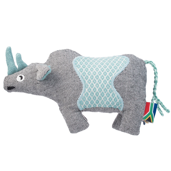 Resploot Cuddlers Black Rhino Dog Toy – Recycled Material, Squeaker, Eco-Friendly Design