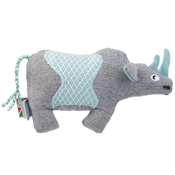 Resploot Cuddlers Black Rhino Dog Toy – Recycled Material, Squeaker, Eco-Friendly Design