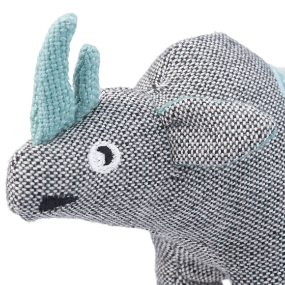 Resploot Cuddlers Black Rhino Dog Toy – Recycled Material, Squeaker, Eco-Friendly Design