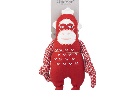 Resploot Cuddlers Sumatran Orangutan Plush – Recycled Dog Toy with Squeaker, Eco-Friendly Design