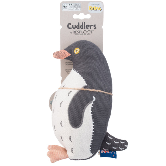 Resploot Cuddlers Yellow Eye Penguin Plush Toy – Recycled Material, Squeaker Inside
