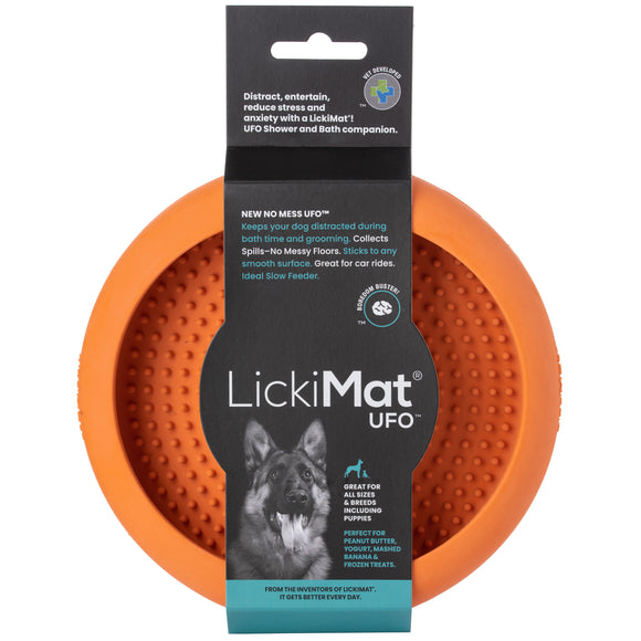 LickiMat UFO Rubber Licking Bowl – Suction Cup Base, Textured Slow-Feed Design, Purple
