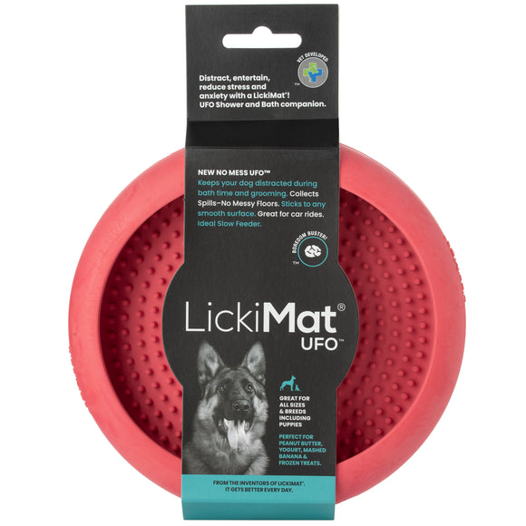 LickiMat UFO Rubber Licking Bowl – Suction Cup Base, Textured Slow-Feed Design, Purple