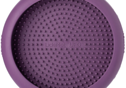 LickiMat UFO Rubber Licking Bowl – Suction Cup Base, Textured Slow-Feed Design, Purple