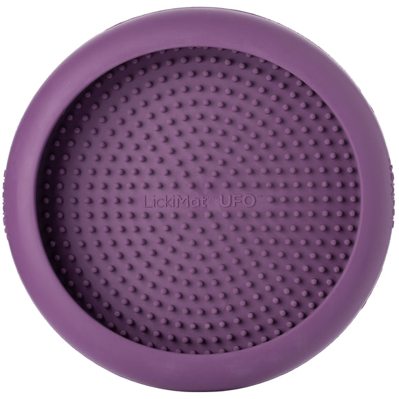 LickiMat UFO Rubber Licking Bowl – Suction Cup Base, Textured Slow-Feed Design, Purple