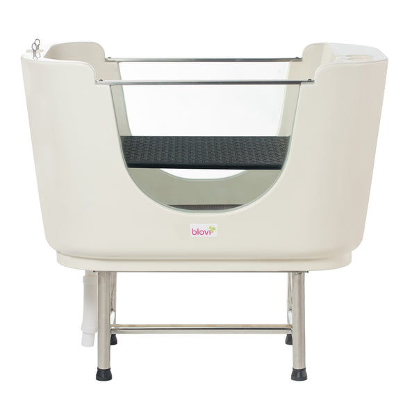 Blovi Small Animal Bath Tub – Compact Off-White Plastic Basin, Easy-Clean Design