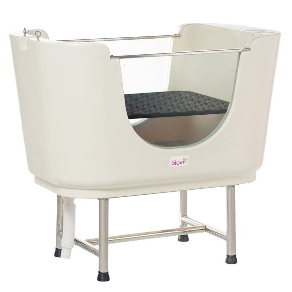 Blovi Small Animal Bath Tub – Compact Off-White Plastic Basin, Easy-Clean Design