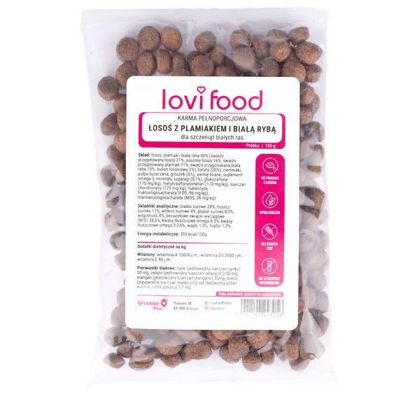Lovi Food Salmon, Haddock & White Fish 100g – Grain-Free Puppy Formula, Gentle on Sensitive Stomachs