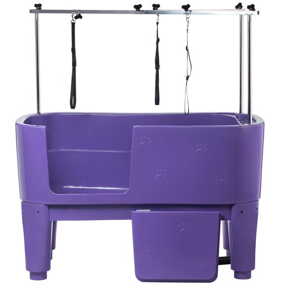 Blovi Large Grooming Bathtub – Stationary Heavy-Duty Tub in Purple Finish
