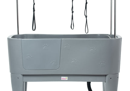 Blovi Large Stationary Grooming Bathtub – Sturdy Gray Basin with Non-Slip Surface