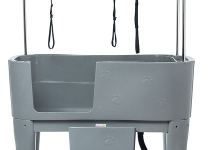 Blovi Large Stationary Grooming Bathtub – Sturdy Gray Basin with Non-Slip Surface