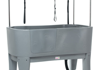 Blovi Large Stationary Grooming Bathtub – Sturdy Gray Basin with Non-Slip Surface
