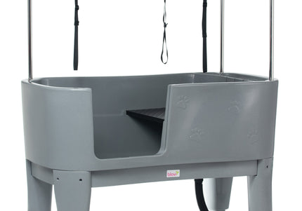 Blovi Large Stationary Grooming Bathtub – Sturdy Gray Basin with Non-Slip Surface