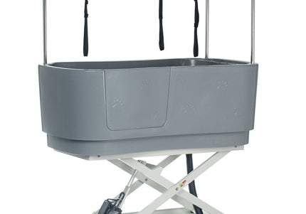 Blovi Electric Dog Bath – Large Solid Grooming Tub with Electric Lift and Double-Sided Boom, Gray