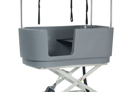 Blovi Electric Dog Bath – Large Solid Grooming Tub with Electric Lift and Double-Sided Boom, Gray