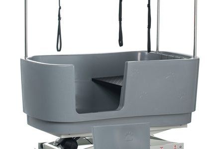 Blovi Electric Dog Bath – Large Solid Grooming Tub with Electric Lift and Double-Sided Boom, Gray
