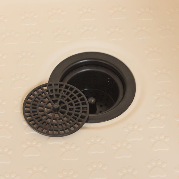 Blovi Electric Dog Bath – Large Solid Grooming Tub with Electric Lift and Double-Sided Boom, White-Ecru