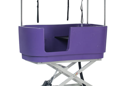 Blovi Electric Dog Bath – Large Solid Grooming Tub with Electric Lift and Double-Sided Boom, Purple