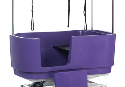 Blovi Electric Dog Bath – Large Solid Grooming Tub with Electric Lift and Double-Sided Boom, Purple