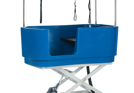 Blovi Electric Dog Bath – Large Solid Grooming Tub with Electric Lift and Double-Sided Boom, Blue