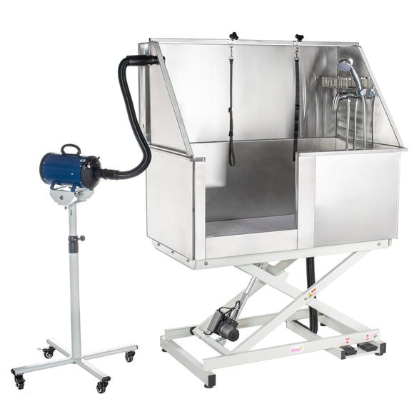 Blovi Steel Grooming Bathtub with Electric Lift – Left-Side Entry, Durable Construction