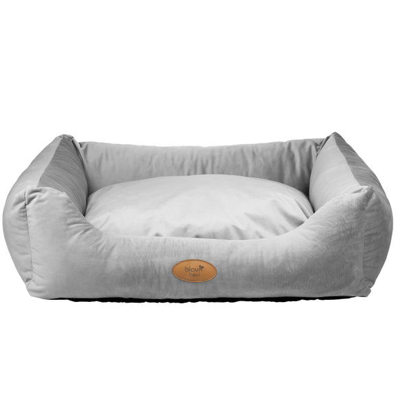 Blovi Bed Velur Love Light Grey – Elegant Rectangular Velvet Pet Bed, Large Size