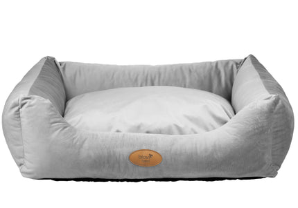 Blovi Bed Velur Love Light Grey – Elegant Rectangular Velvet Pet Bed, Large Size